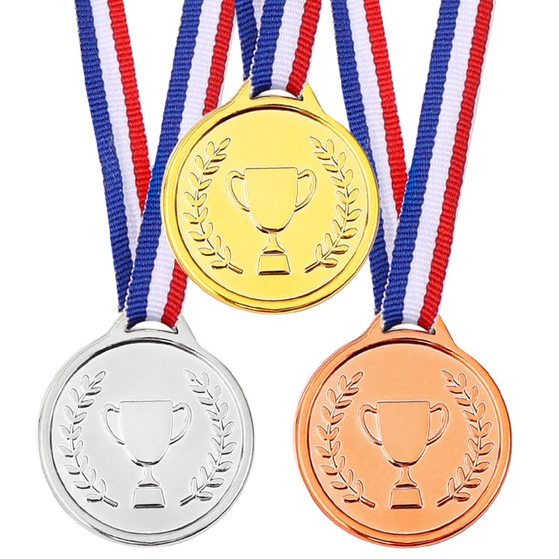 Pllieay 24 Pieces Plastic Winner Medals, Winner Award Medals, Gold Silver and Bronze Medals for Sports, Competition, Talent Show, Spelling Bee, Gymnastic Birthday Party Favors and Awards - Image 3